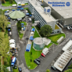 Luftbildaufnahme einer Drohne die das Veranstaltungsgelände der Landesverbandsdienststelle Nordrhein-Westfalen von oben zeigt